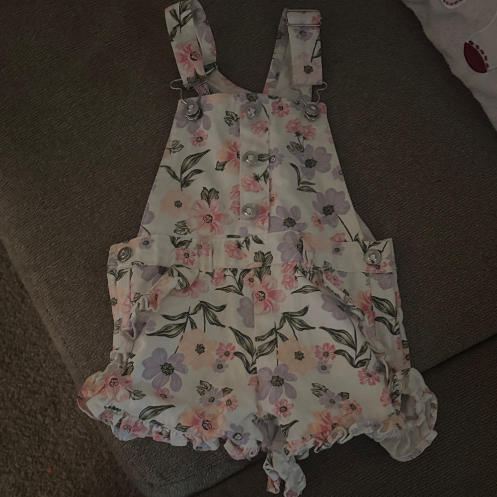 Charming Floral Toddler  Overalls